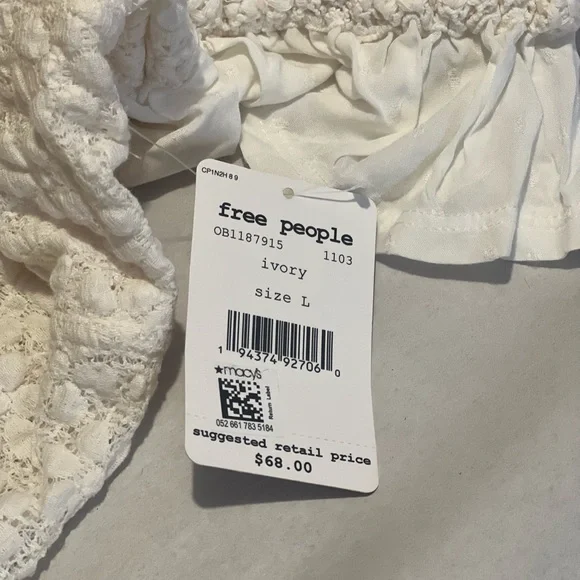 đâËâżË° FREE PEOPLE Spring Fling Top Ivory NWT Boho Bustier đâËâżË° - Picture 7 of 11